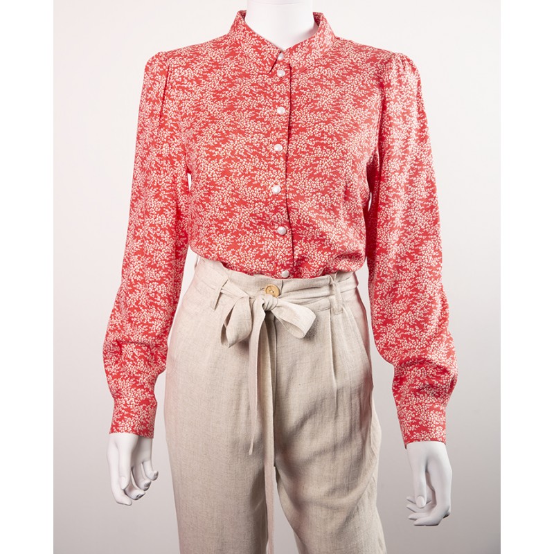 Long chemisier rouge, boutons dorés Vintage | CrushON