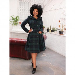 Manteau rétro pin-up à carreaux